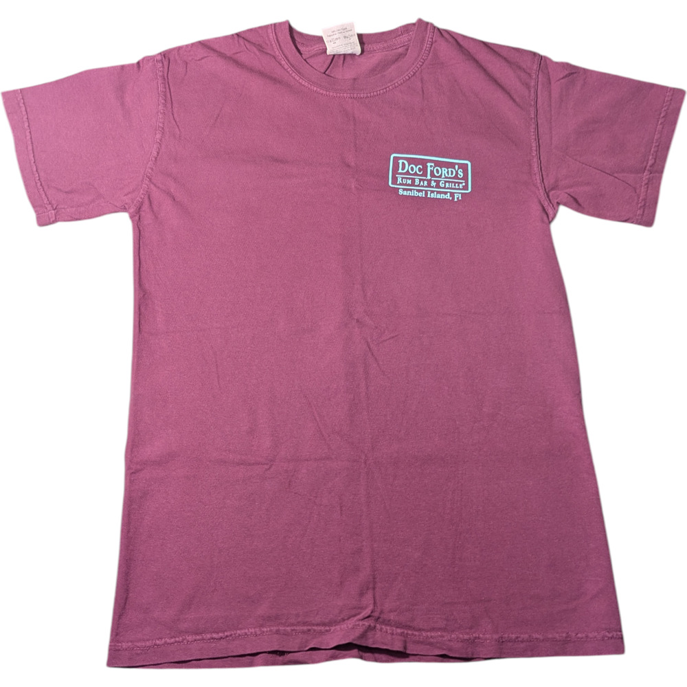 Maroon Colored Graphic T-Shirt Artwork For Doc Ford's Rum Bar & Grille Size S